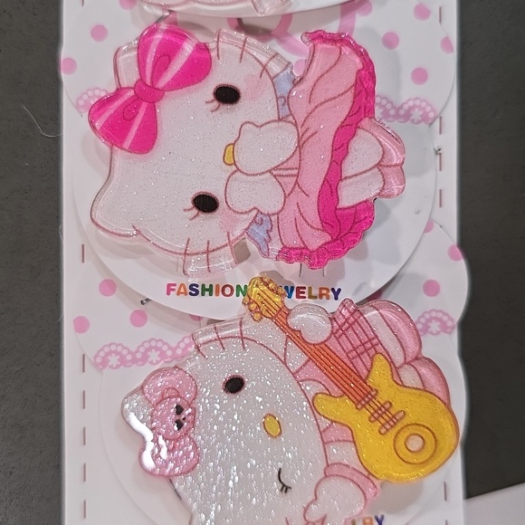 10 Hello Kitty Pink Hair Clips - Picture 8 of 9